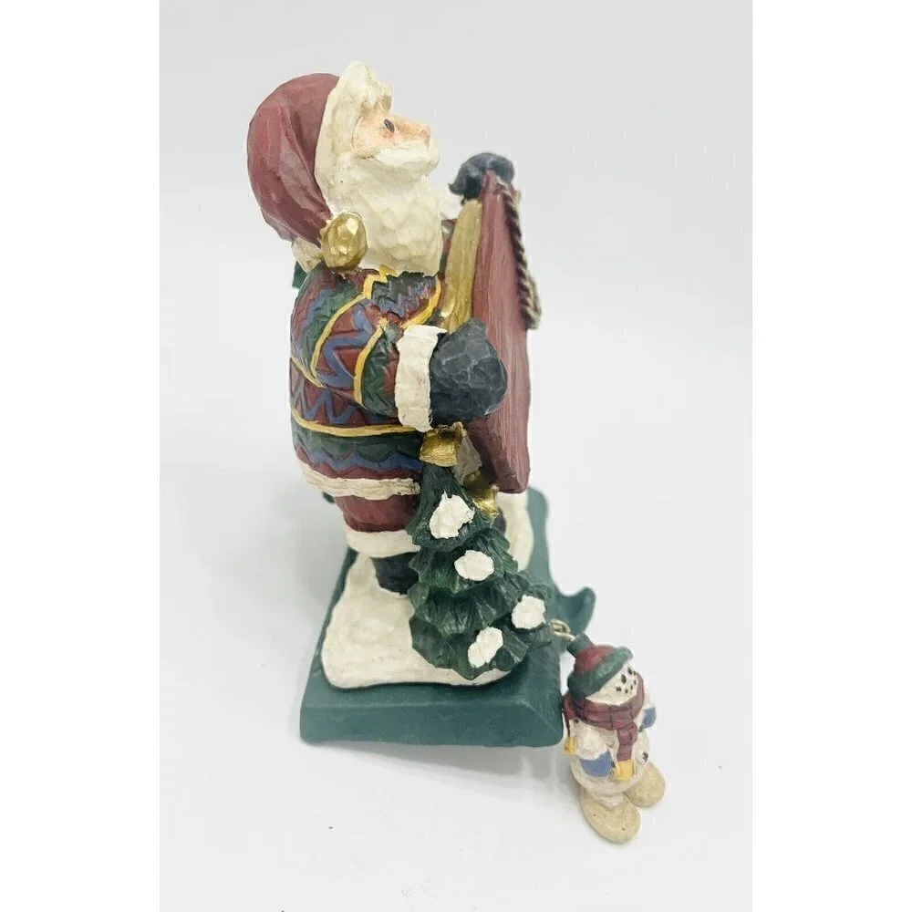 Santa Claus Stocking Hanger Sled Snow Christmas Holder Cast Iron Figi Sledding